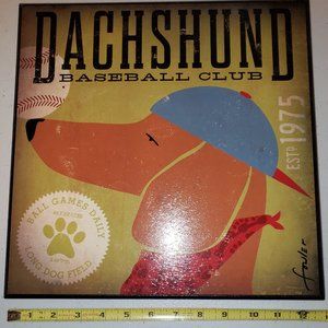Daschund Baseball Wall Hanging Picture